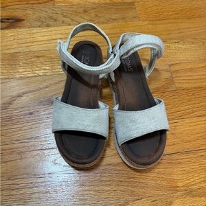 Toms Girls Beige Canvas Ankle-Strap Sandals